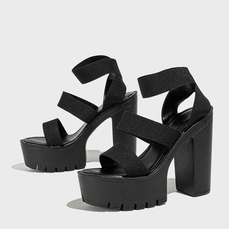 Punk Style Chunky High Heels Platform Sandals