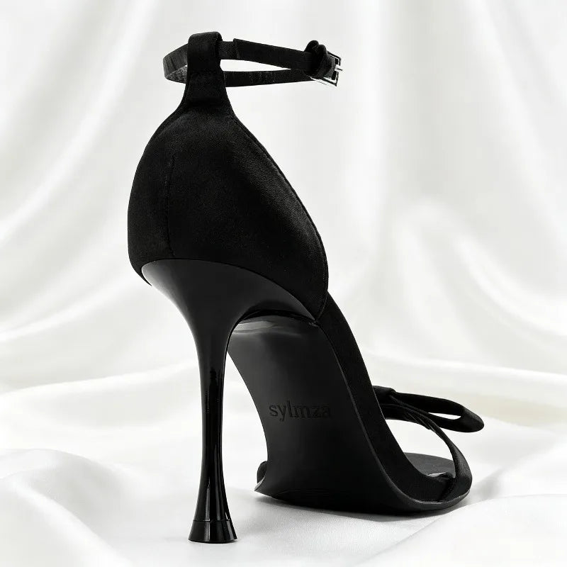 Sweet Red Bow Embellished High Heel Sandals