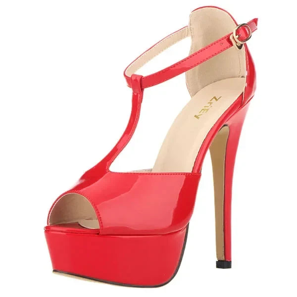 Peep Toe Ankle Strap Stilettos Pumps