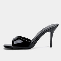 Brown Patent Leather Women Slippers Sandal