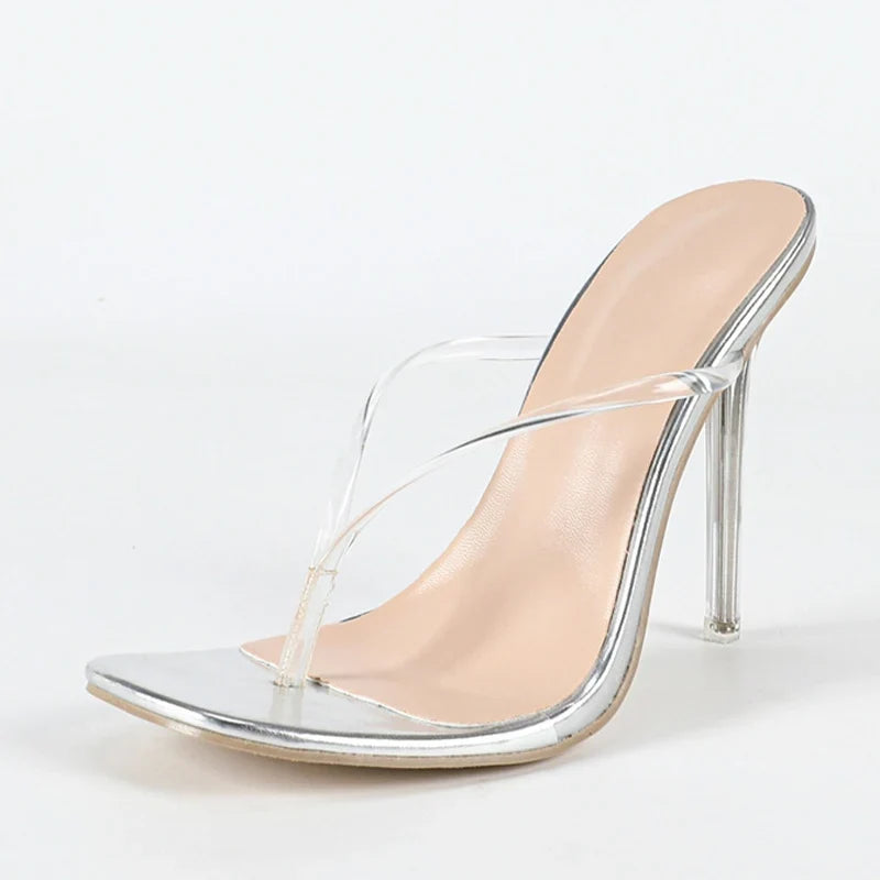 PVC Clip Square Toe Perspex Stiletto Transparent Sandals