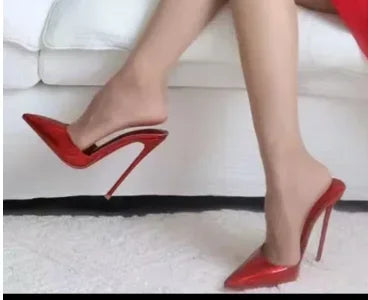 Rose Red Patent Leather High Heels