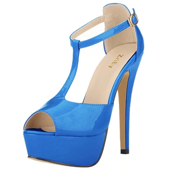 Peep Toe Ankle Strap Stilettos Pumps