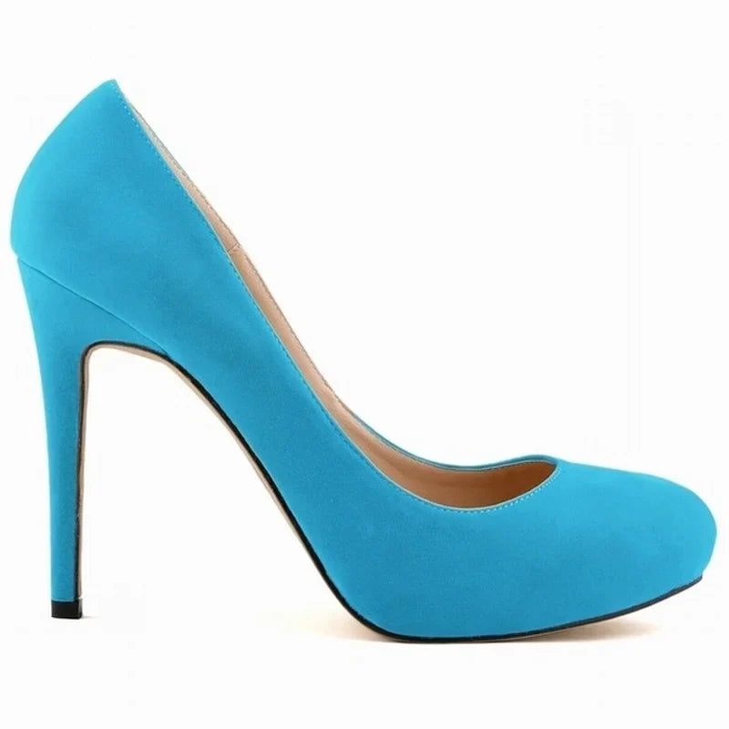 Women Stilettos Pumps Sexy 11cm Round Toe Velvet High Heels