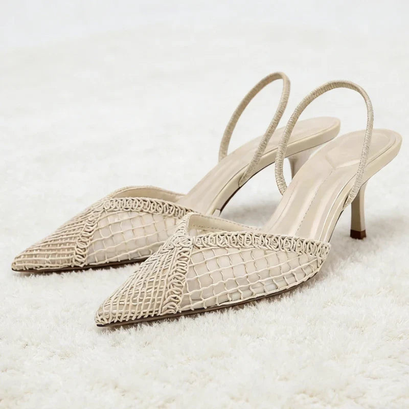 Comfort Hollow Mesh Woven Pumps
