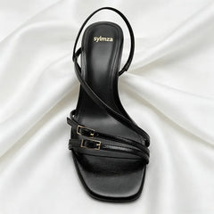 Unique Narrow-band Design Heeled Sandals