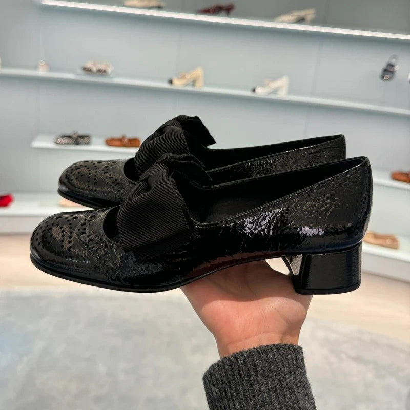 Black Butterfly Knot Decoration High Heelsapatos De Mujer