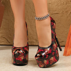 Sexy Peep Toe Slingback High Heels