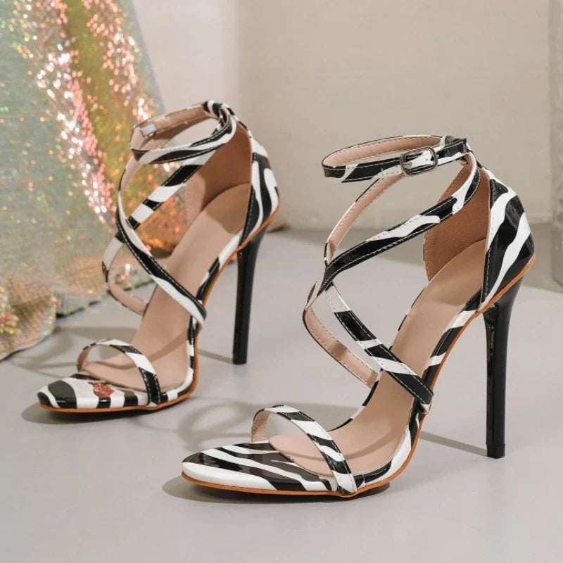Cross-Strap Heeled Sandals