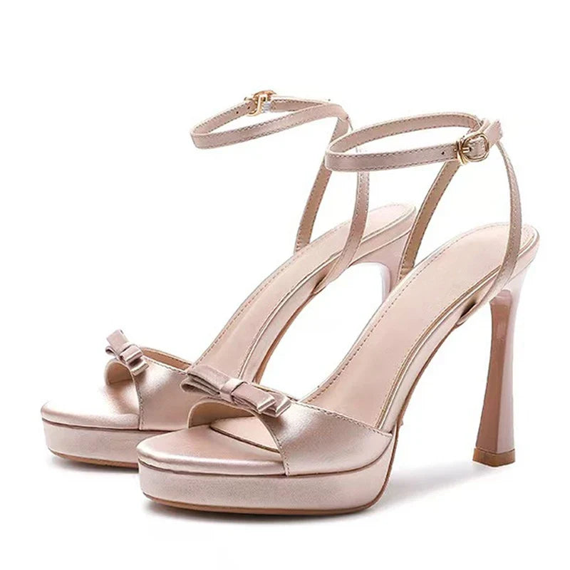 Summer Silk Butterfly Knot Open Toe Platform Sandals