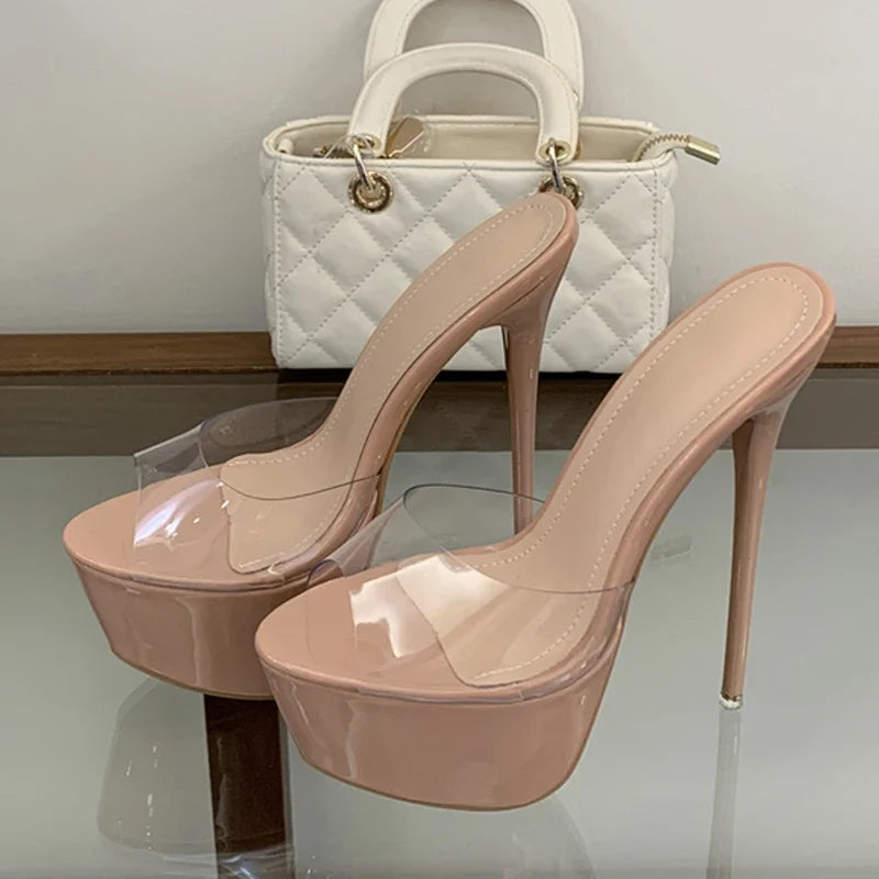 Platform High Heels Transparent Slippers