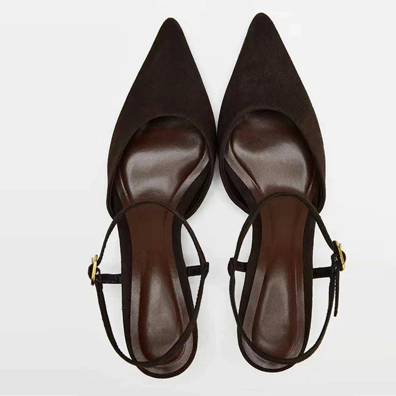 Summer Ladies Shoes Designer Low Heels Mules Sandal Buckle Strap kittens Heeled Women Pumps