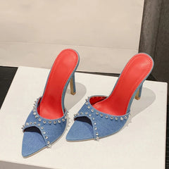 Summer Metal Rivet Designer High Heels