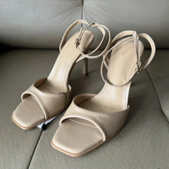 Sexy Gold Ankle Buckle High Heel Sandals