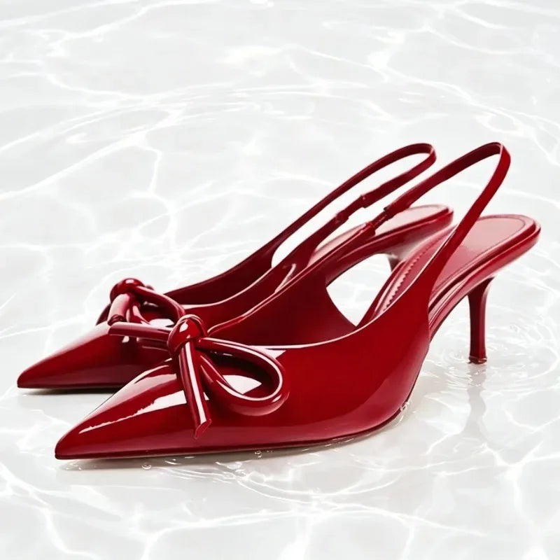 Bow Sling Back High Heels