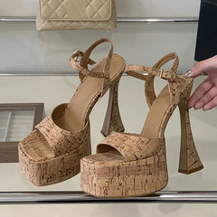 Wooden Chunky Platform Sandals