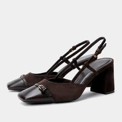 Retro Brown Designer Heels Sandals
