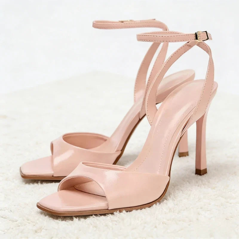 Sexy Gold Ankle Buckle High Heel Sandals