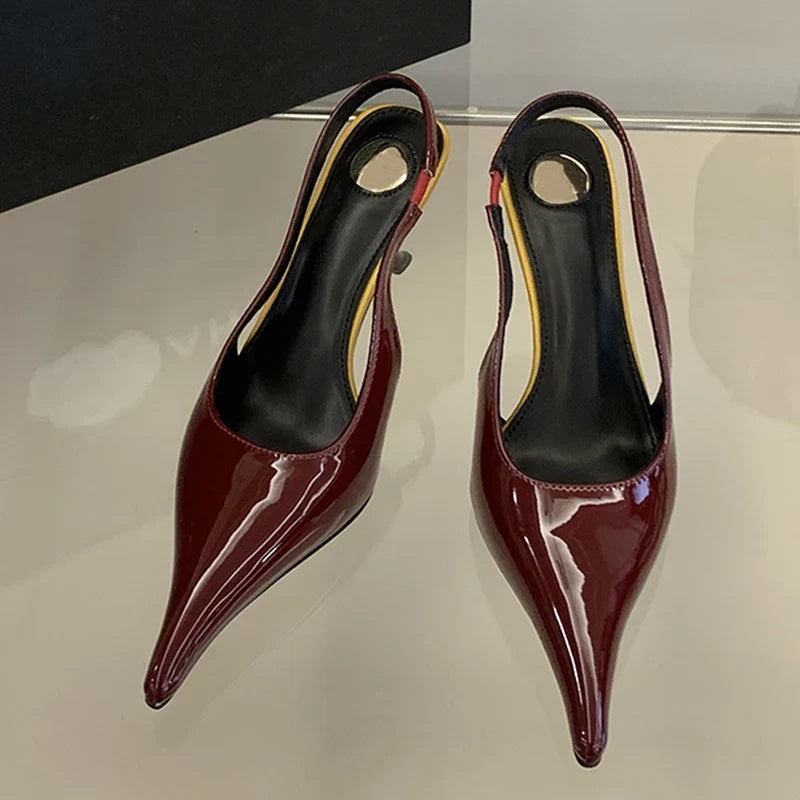 Summer Black Patent Leather High Heels