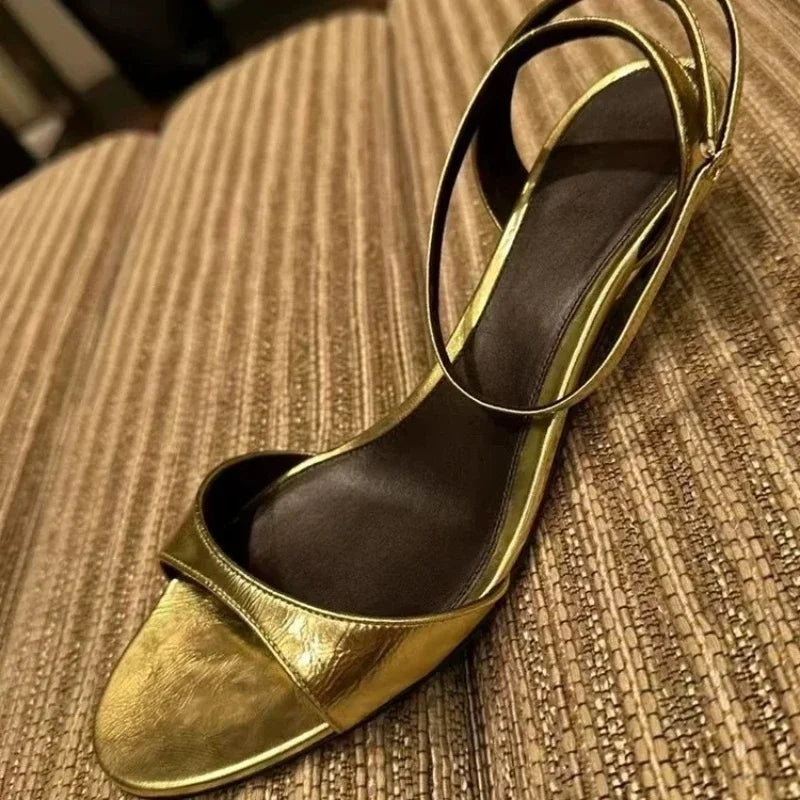 Round Toe Ankle Strap High Heel Sandals