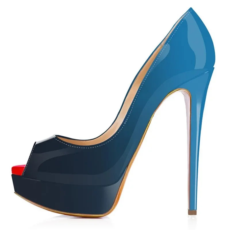 Platform Peep Toe 14cm Extremely Thin High Heels