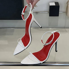 Summer White Patent Leather Ankle Strap Sandals
