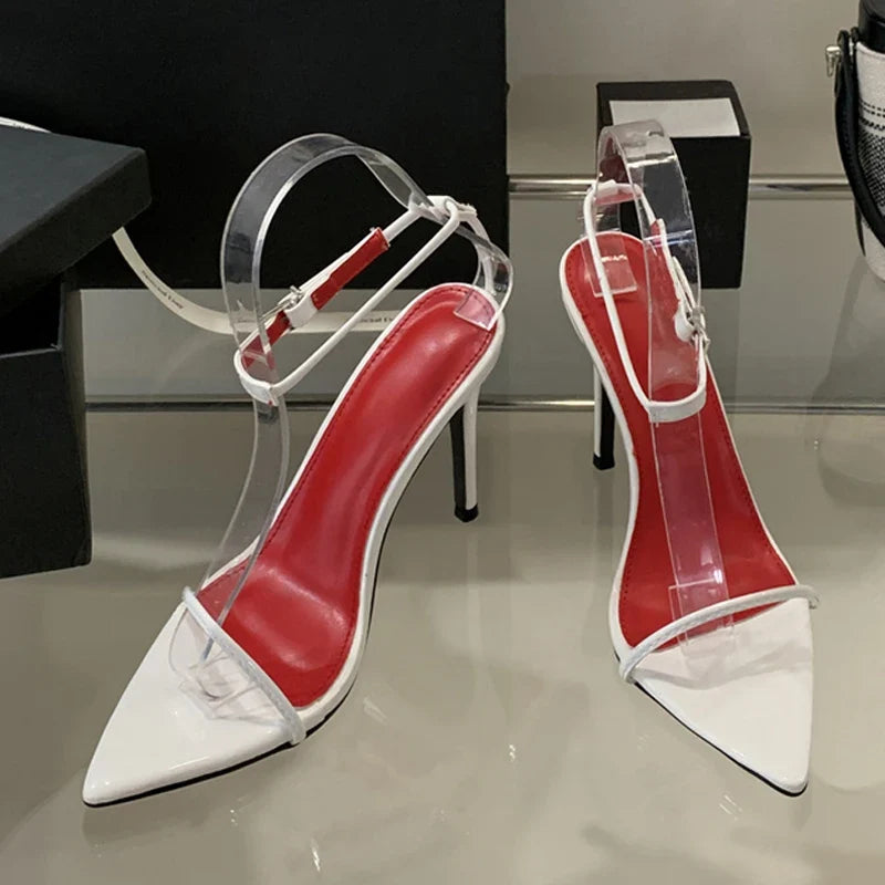 Summer White Patent Leather Ankle Strap Sandals