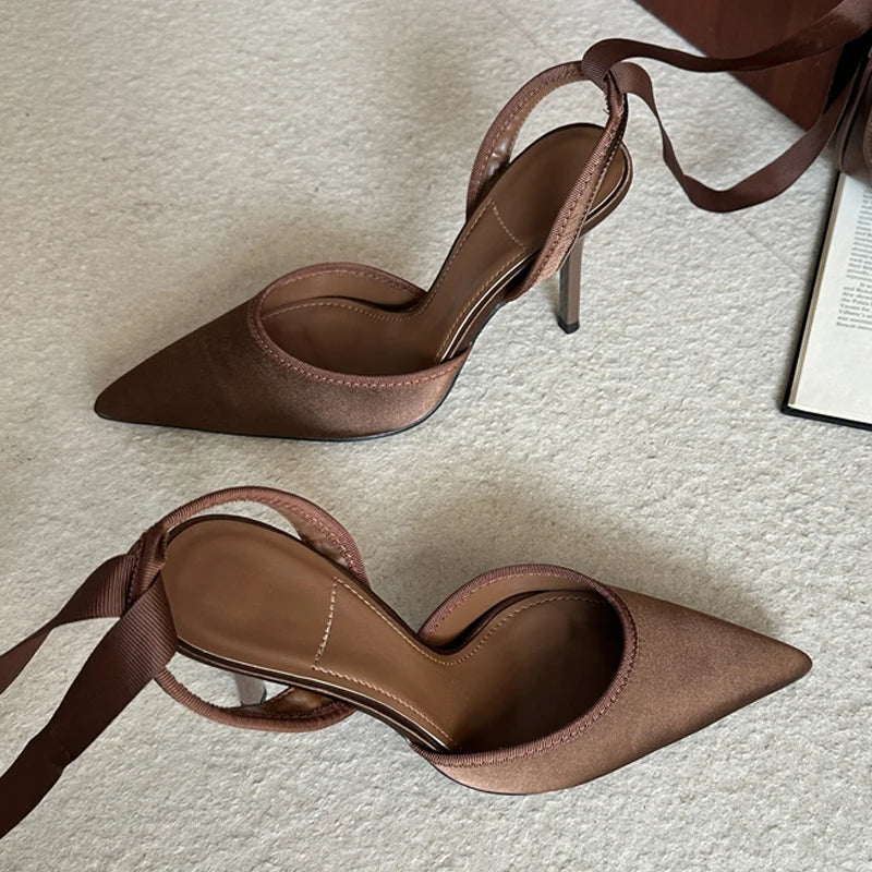 Slingback Ankle Lace-up Mules Women Pumps