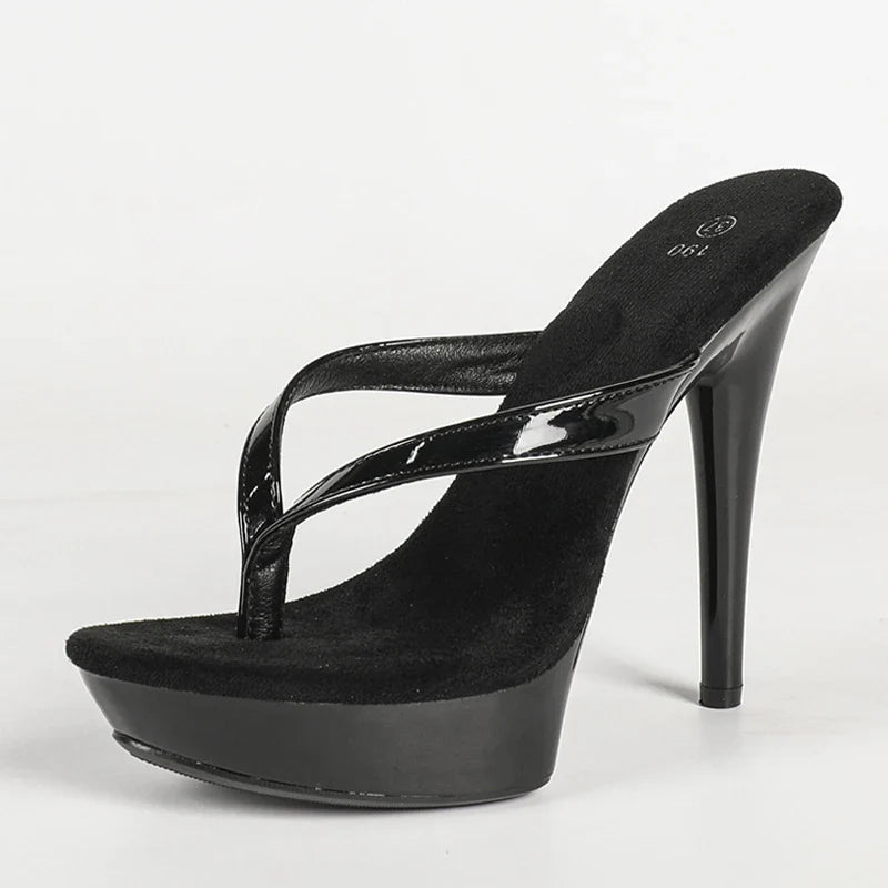 Summer Sexy Super High Heels Flip Flops Women Pinch Narrow Band Open Toe Platform Slippers Ladies Party Dress Shoes Sandal