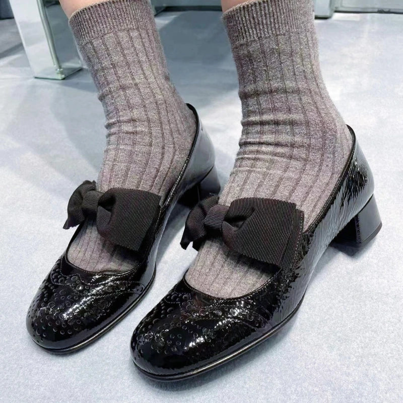 Black Butterfly Knot Decoration High Heelsapatos De Mujer