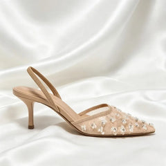 Elegant Crystal Beaded Decoration Brand Pumps