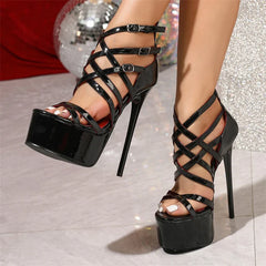 Designer Buckle Narrow Band Platform Pumps