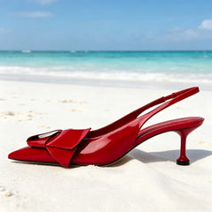 Elegant Bow Knot Decorates Red Heels
