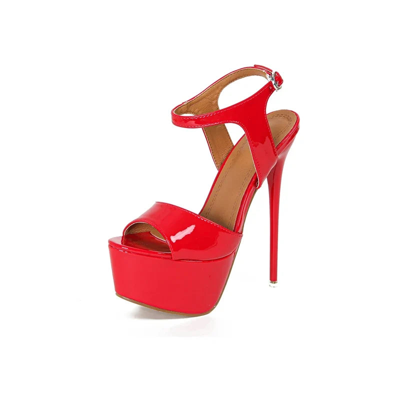Big Size 45 Sexy Patent Leather Open Toe Platform Sandals
