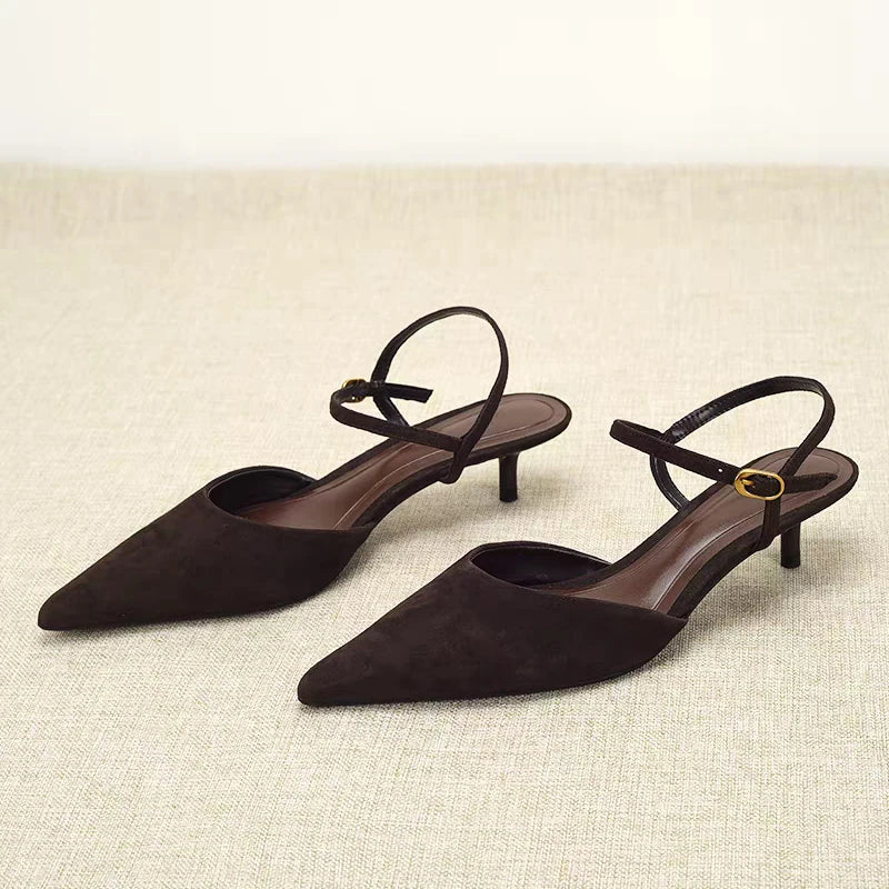 Summer Ladies Shoes Designer Low Heels Mules Sandal Buckle Strap kittens Heeled Women Pumps