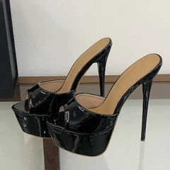 Black Apricot Patent Leather Show Super High Heels