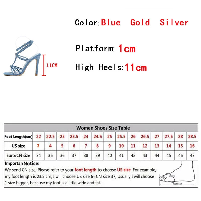 Rhinestone Buckle Narrow Band Sandals