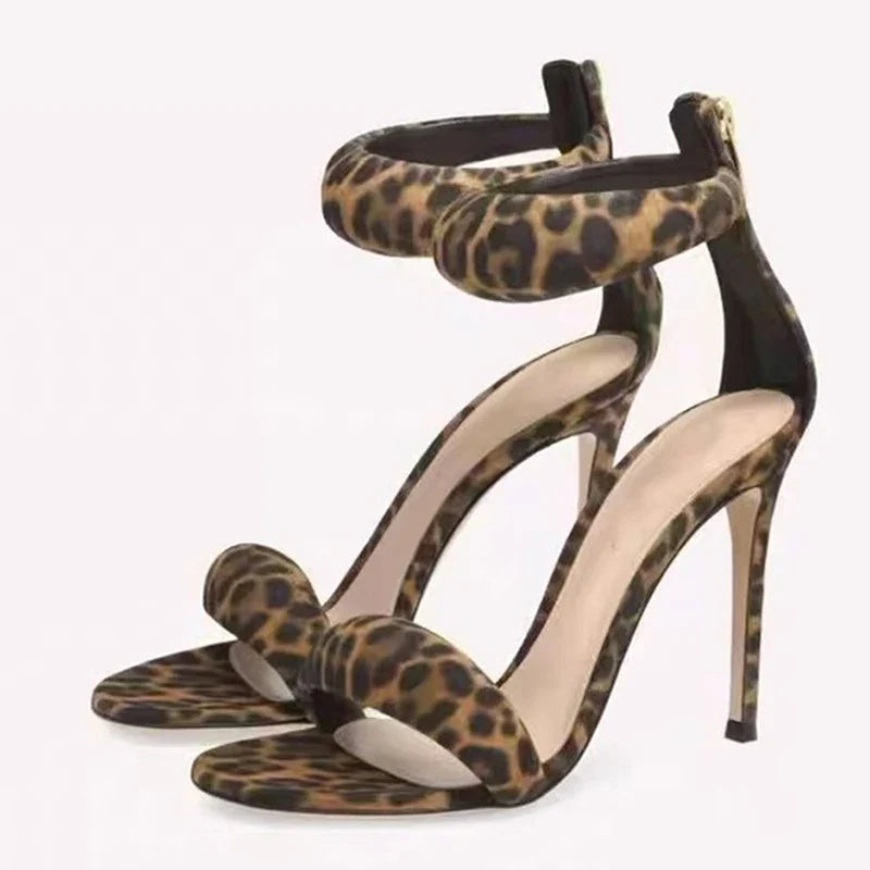 High Quality Soft Cozy Leather Ankle Wrap Zip Sandal Women Summer Open Toe Gladiator Heels Wedding Banquet Shoes