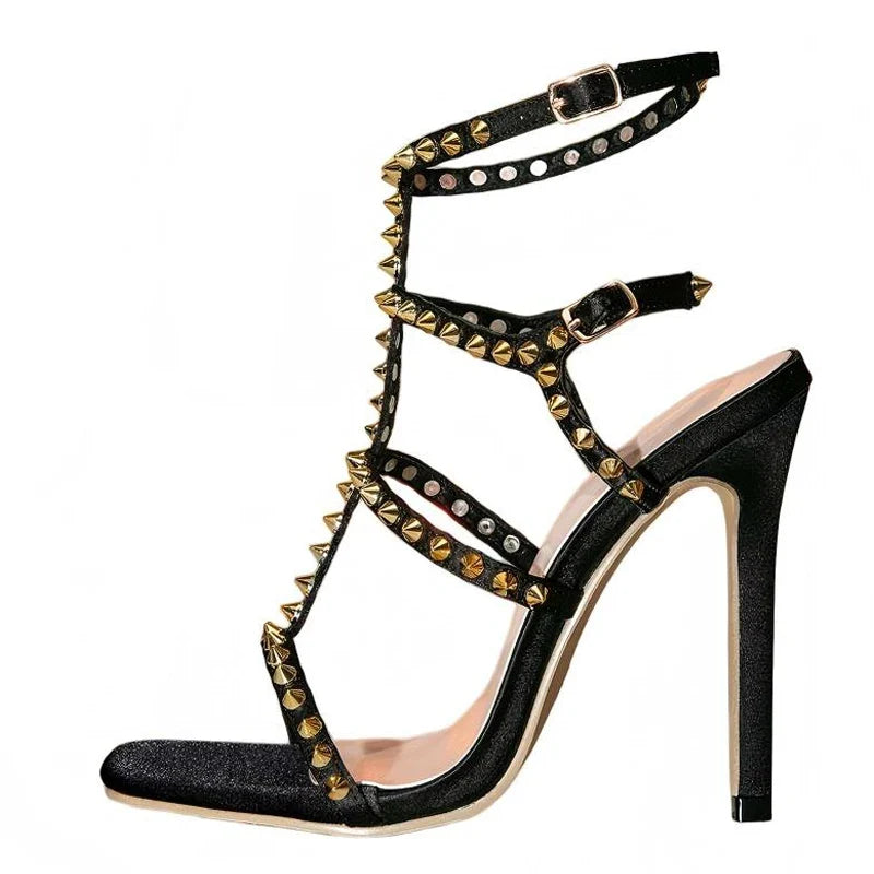 Street Sexy Spicy Girl Metal Rivet Ankle Strap Sandals