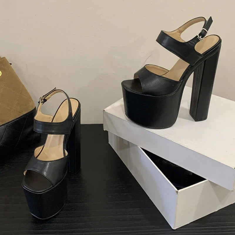 Runway Buckle Strap Women Sexy 18CM Sandals