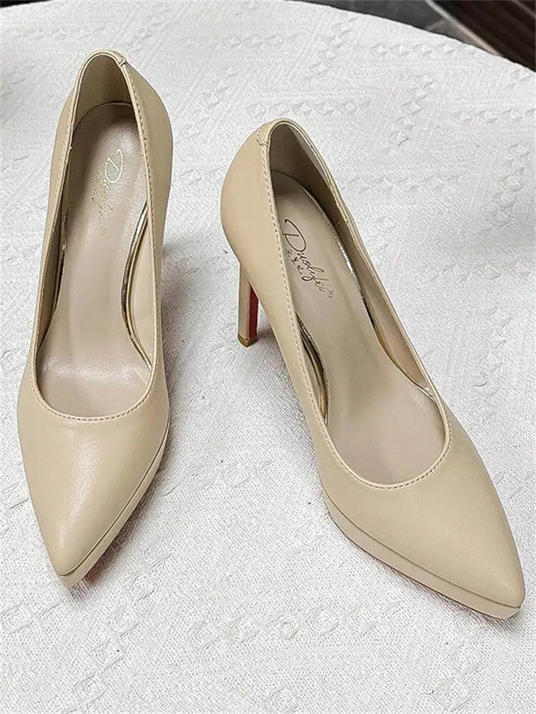 nude color waterproof platform high heels for women