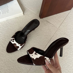 Design Animal Printed Suede Women Slippers Sandals