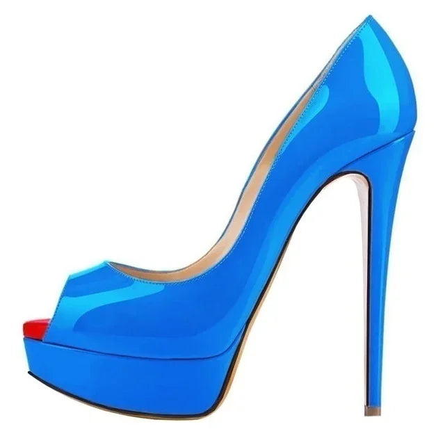Platform Peep Toe 14cm Extremely Thin High Heels