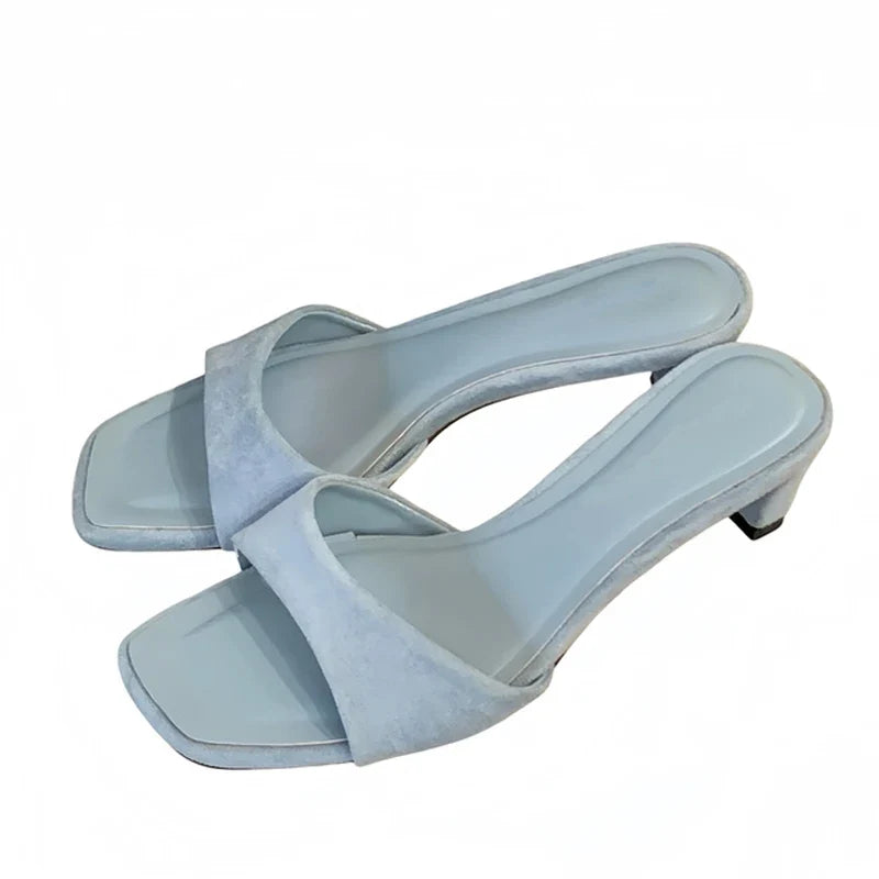 Designer Slides Women Beach Party Shoes Low Square Heels Slipper Ladies Summer Open Toe Gladiator Sandals