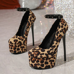Party Stripper Pole dance Shoes Metal Rivet Ankle Strap Women Platform Pumps