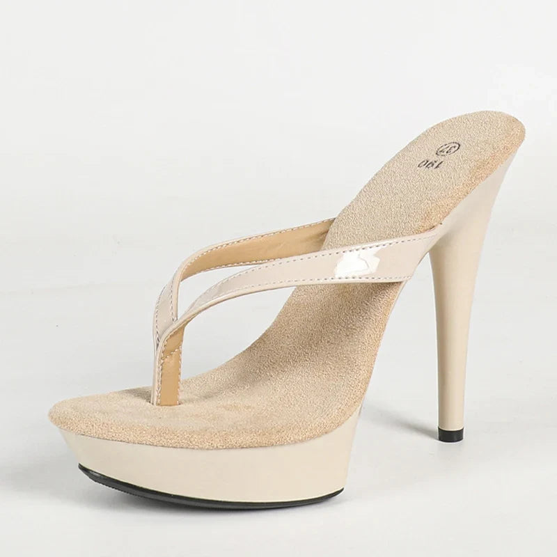 Summer Sexy Super High Heels Flip Flops Women Pinch Narrow Band Open Toe Platform Slippers Ladies Party Dress Shoes Sandal