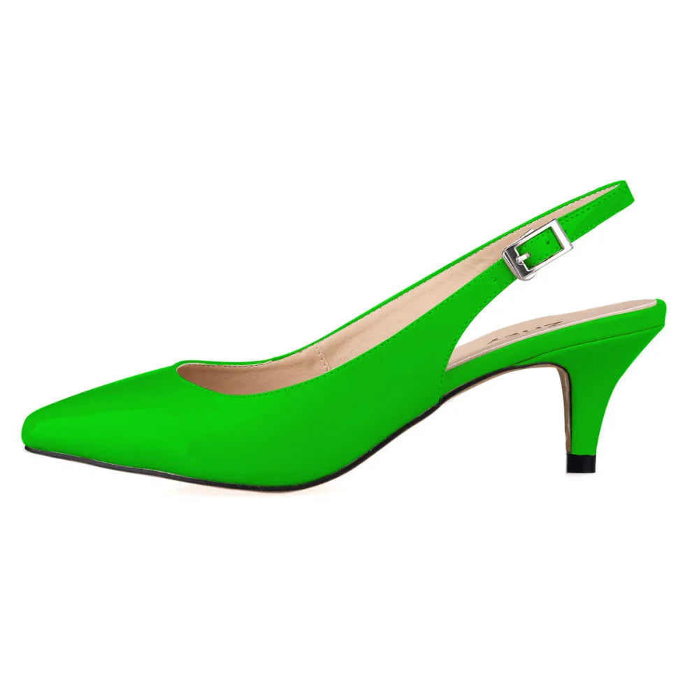 Daily All-Match Sandal Shoes Pointed High Heels Large Size Pumps 6cm Low Casual Back Empty Buckle Red Wedding Shoes