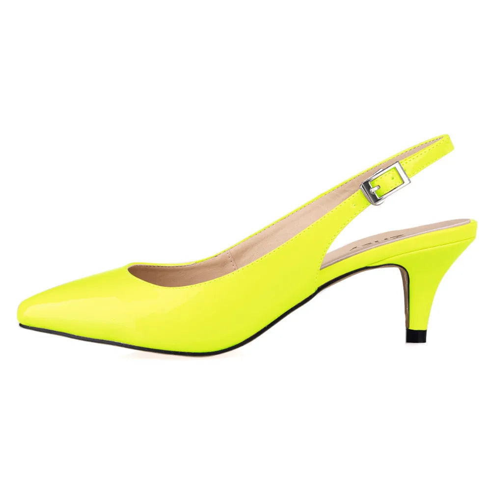Daily All-Match Sandal Shoes Pointed High Heels Large Size Pumps 6cm Low Casual Back Empty Buckle Red Wedding Shoes