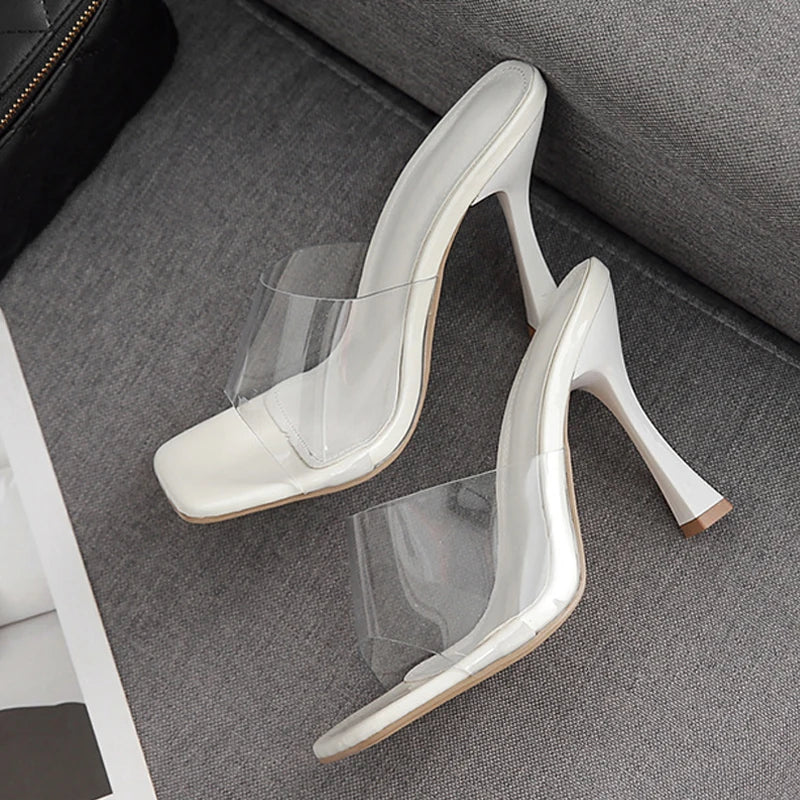 PVC Transparent Slippers 11CM Thin High Heels