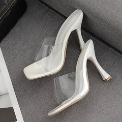 PVC Transparent Slippers 11CM Thin High Heels